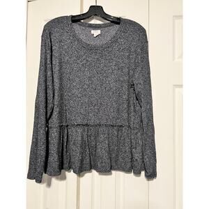 UpWest Womens L Oversized Peplum Sweater Gray Soft Knit Cozy EUC